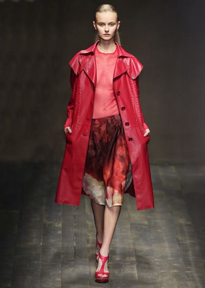 Clothing, Footwear, Sleeve, Fashion show, Textile, Red, Outerwear, Style, Runway, Fashion model, 