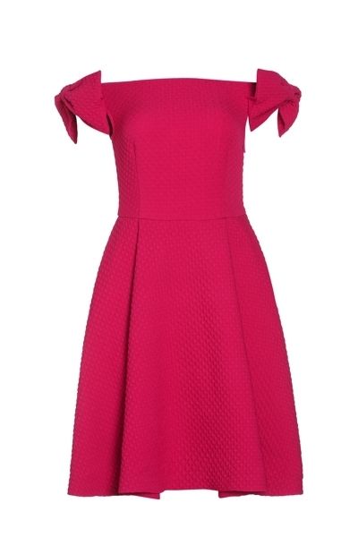 Product, Dress, Sleeve, Textile, Red, One-piece garment, Magenta, Pattern, Formal wear, Day dress, 