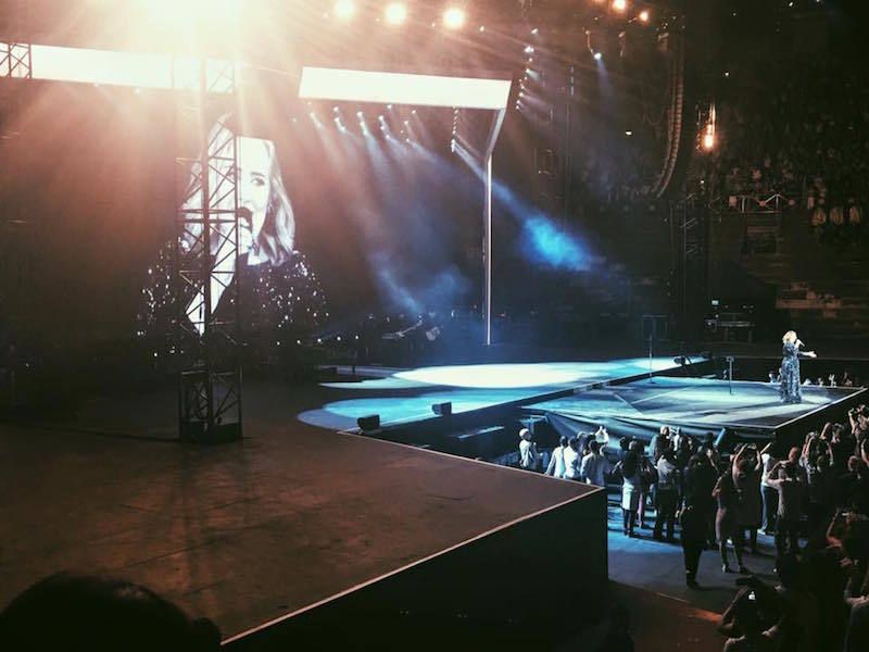 Stage, Lens flare, Music venue, Performance, Crowd, Electricity, Audience, Concert, Visual effect lighting, Electrical supply, 