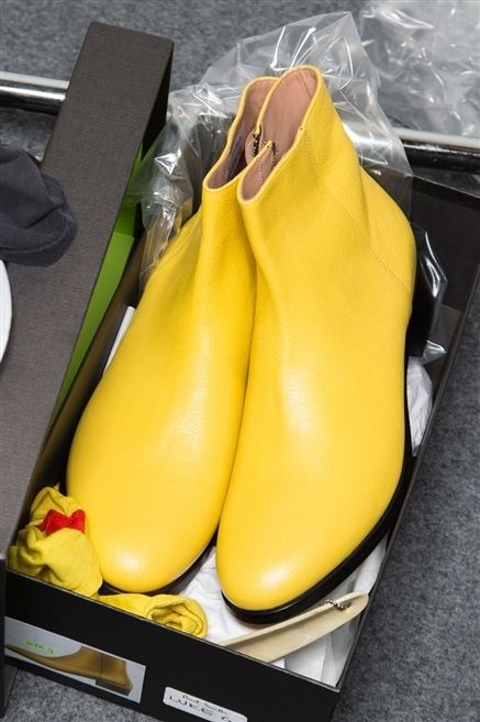 Yellow, Kitchen utensil, Synthetic rubber, Clog, Silver, Leather, 
