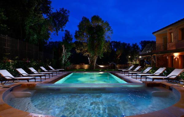 Swimming pool, Blue, Property, Resort, Real estate, Fluid, Azure, Composite material, Hotel, Villa, 
