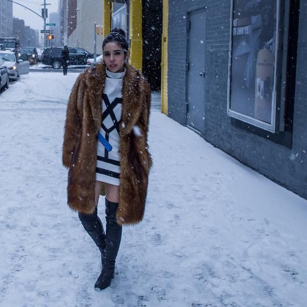 Winter, Brown, Freezing, Textile, Jacket, Outerwear, Coat, Snow, Street fashion, Fur clothing, 