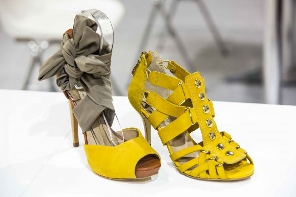 Yellow, Sandal, Tan, Beige, High heels, Material property, Slingback, Fashion design, Basic pump, Synthetic rubber, 