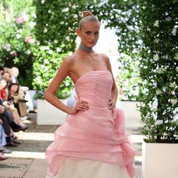 Clothing, Dress, Shoulder, Photograph, Gown, Formal wear, Bridal clothing, Pink, Style, Wedding dress, 