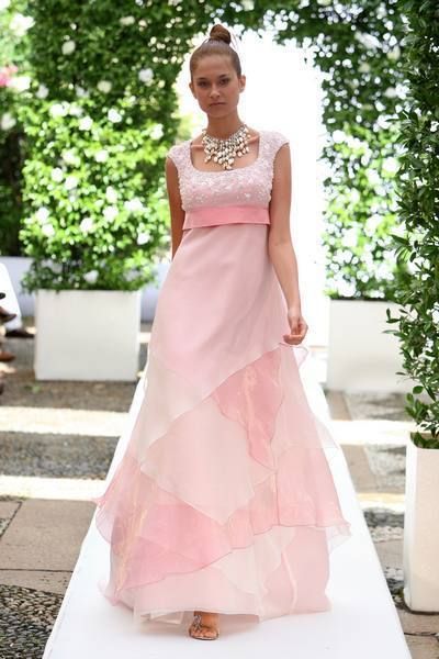 Clothing, Dress, Shoulder, Textile, Formal wear, Pink, Style, Gown, One-piece garment, Peach, 