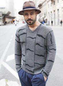 Clothing, Sleeve, Collar, Trousers, Facial hair, Hat, Standing, Textile, Photograph, Denim, 