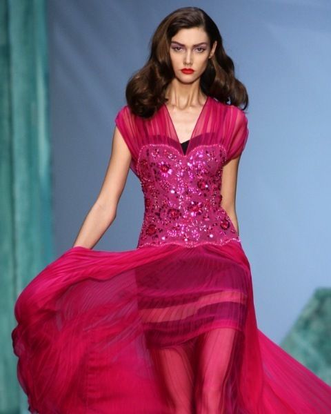 Textile, Dress, Red, Magenta, Formal wear, Pink, Gown, Fashion model, Beauty, Fashion, 