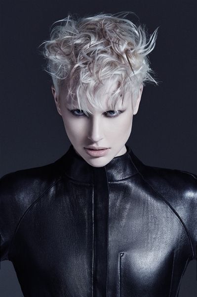 Lip, Hairstyle, Mammal, Collar, Style, Leather, Jacket, Latex, Blond, Fictional character, 