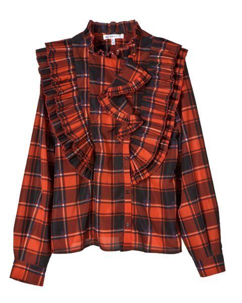 Clothing, Product, Brown, Plaid, Collar, Sleeve, Pattern, Tartan, Textile, Red, 