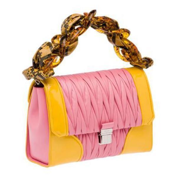 Brown, Yellow, Style, Magenta, Tan, Shoulder bag, Material property, Chain, Knot, Strap, 