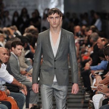 Human, Leg, Fashion show, Event, Runway, Outerwear, Fashion model, Style, Suit, Blazer, 