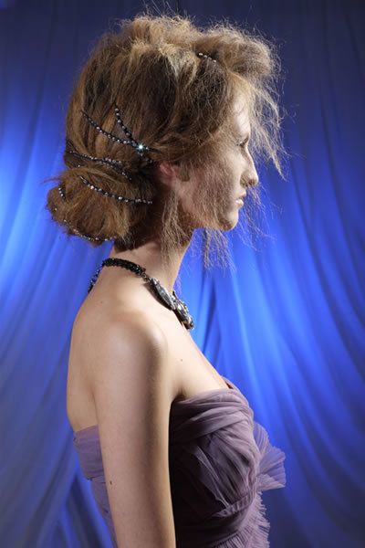 Hairstyle, Shoulder, Dress, Strapless dress, Style, Electric blue, Fashion accessory, Earrings, Hair accessory, Fashion, 