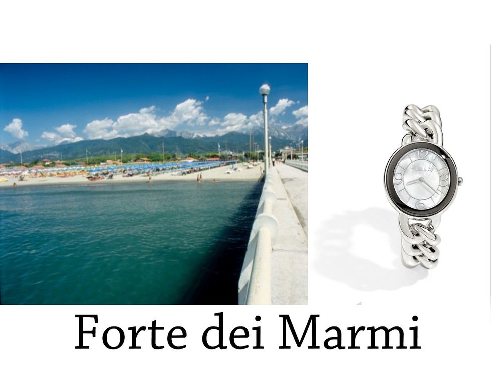 Coastal and oceanic landforms, Analog watch, Watch, Shore, Coast, Fashion accessory, Font, Aqua, Ocean, Watch accessory, 