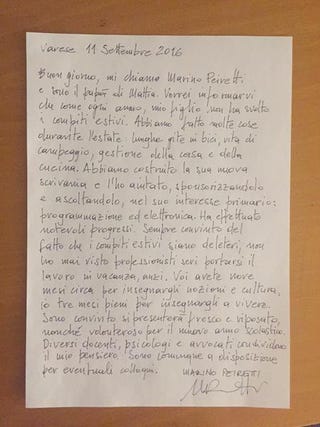 Lettera compiti vacanze estive
