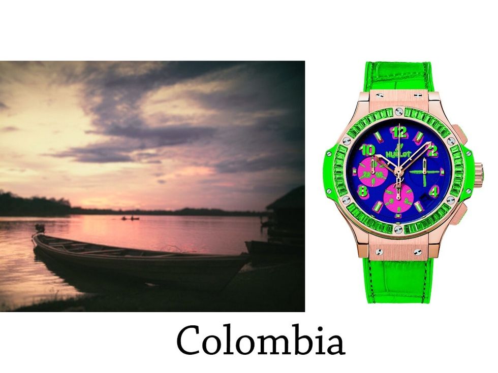 Watch, Product, Analog watch, Watercraft, Photograph, Glass, Sunset, Watch accessory, Fashion accessory, Liquid, 