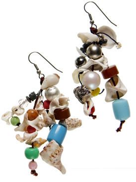 Product, Brown, Earrings, White, Fashion accessory, Natural material, Jewellery, Body jewelry, Art, Bead, 
