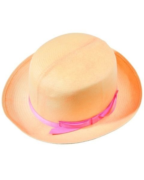 Orange, Peach, Pink, Headgear, Costume accessory, Tan, Beige, Costume hat, Fedora, Headpiece, 