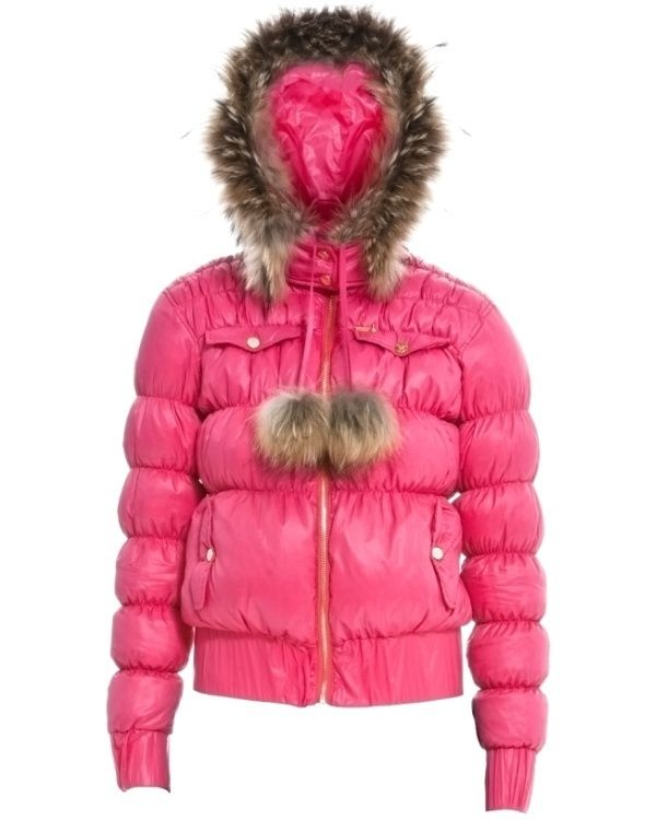 Jacket, Sleeve, Textile, Fur clothing, Magenta, Outerwear, Pink, Red, Natural material, Winter, 