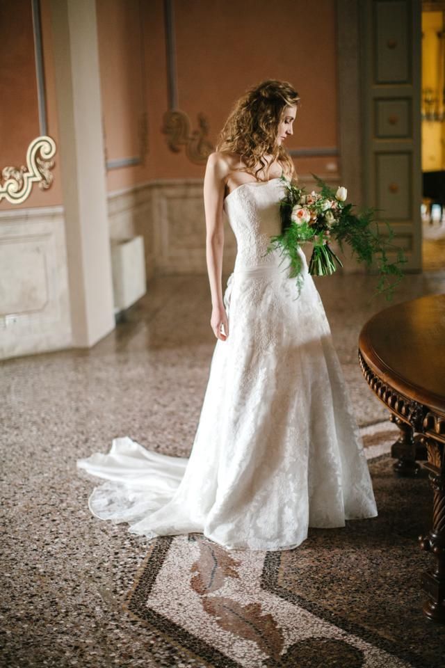 Clothing, Dress, Shoulder, Floor, Textile, Bridal clothing, Flooring, Wedding dress, Formal wear, Petal, 