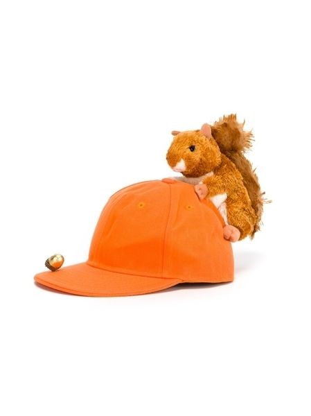 Toy, Orange, Costume accessory, Tan, Costume hat, Teddy bear, Fedora, Plush, 
