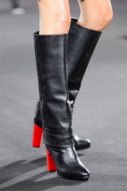Human leg, Joint, Boot, Leather, Fashion, Carmine, Black, Knee-high boot, Riding boot, Fashion design, 