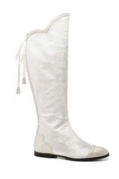 Boot, White, Grey, Beige, Costume accessory, Leather, Synthetic rubber, Fashion design, Silver, Knee-high boot, 