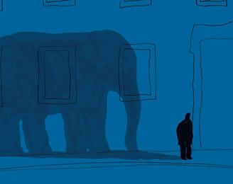 Blue, Standing, Elephant, Elephants and Mammoths, Electric blue, Azure, Indian elephant, Animation, Painting, Shadow, 