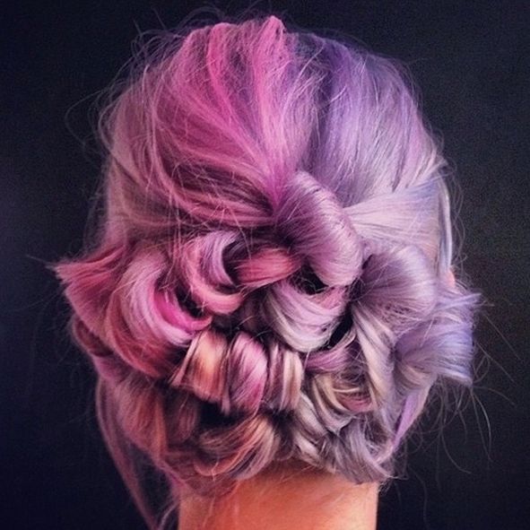 Hairstyle, Forehead, Violet, Purple, Pink, Magenta, Style, Braid, Lavender, Beauty, 
