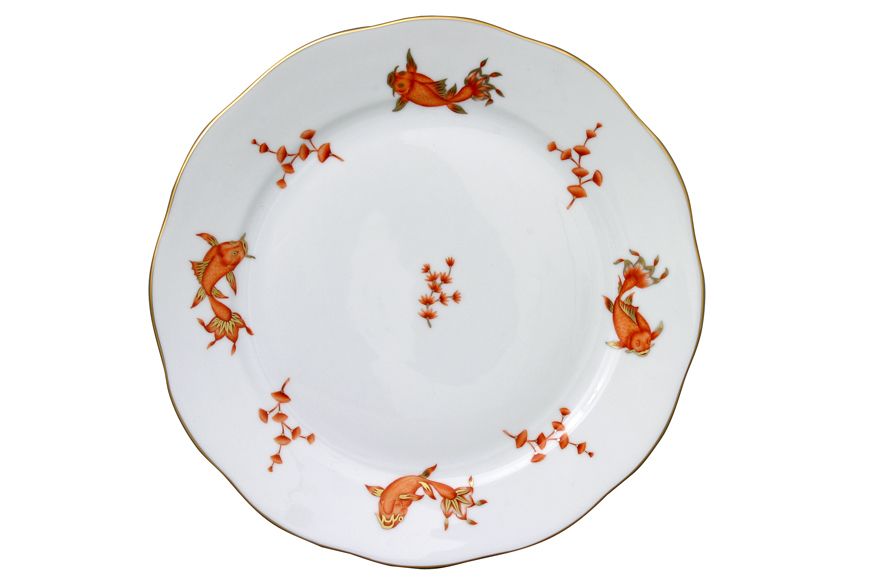 Dishware, Orange, Serveware, Amber, Plate, Porcelain, Peach, Creative arts, Ceramic, Circle, 