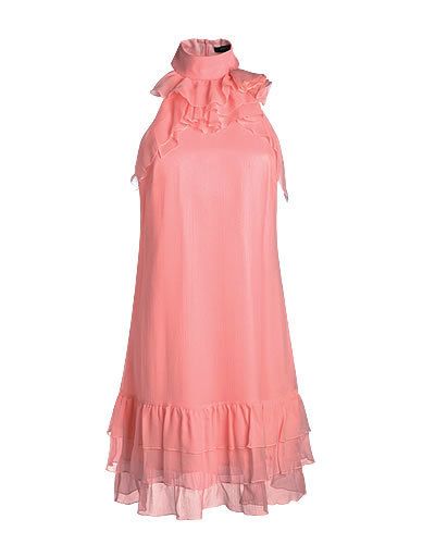 Sleeve, Dress, Textile, One-piece garment, Pink, Formal wear, Peach, Costume design, Day dress, Fashion, 