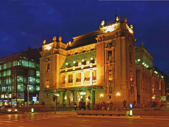 Night, Facade, Building, Landmark, Metropolitan area, Mixed-use, Street light, Evening, Metropolis, Commercial building, 