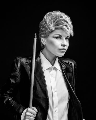 Jacket, Style, Collar, Leather, Leather jacket, Blond, Top, Portrait photography, Makeover, Button, 
