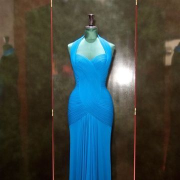 Clothing, Blue, Dress, One-piece garment, Formal wear, Majorelle blue, Electric blue, Cobalt blue, Mannequin, Teal, 