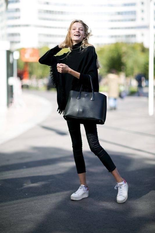 Clothing, Sleeve, Shoulder, Bag, Photograph, Outerwear, Style, Street fashion, Street, Knee, 