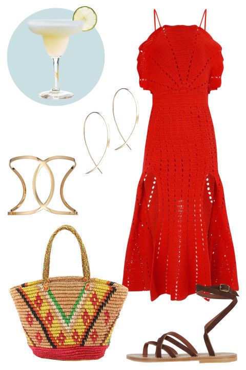 Dress, Red, Drinkware, One-piece garment, Basket, Glass, Drink, Pattern, Cocktail, Carmine, 