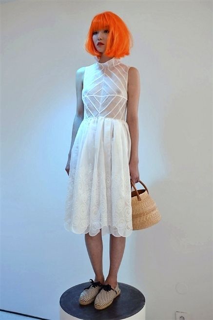 Clothing, Shoulder, Joint, Style, Dress, Fashion accessory, Wig, Red hair, Bangs, Fashion, 