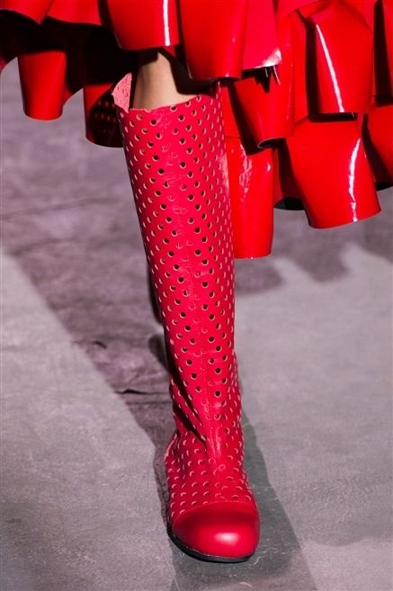 Red, Carmine, Costume accessory, Material property, Boot, Coquelicot, Knee-high boot, Ribbon, Embellishment, High heels, 