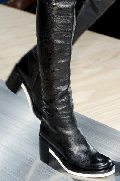 Fashion, Black, Leather, Fashion design, Boot, Knee-high boot, Silver, Synthetic rubber, 