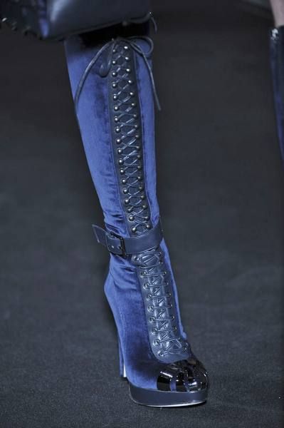 Knee-high boot, Silver, Leather, 