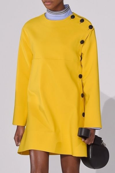 Yellow, Sleeve, Shoulder, Textile, Collar, Joint, Standing, Dress, Fashion, Street fashion, 