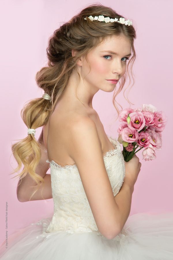 Clothing, Petal, Hairstyle, Shoulder, Photograph, Joint, Dress, Pink, Bridal clothing, Bridal accessory, 