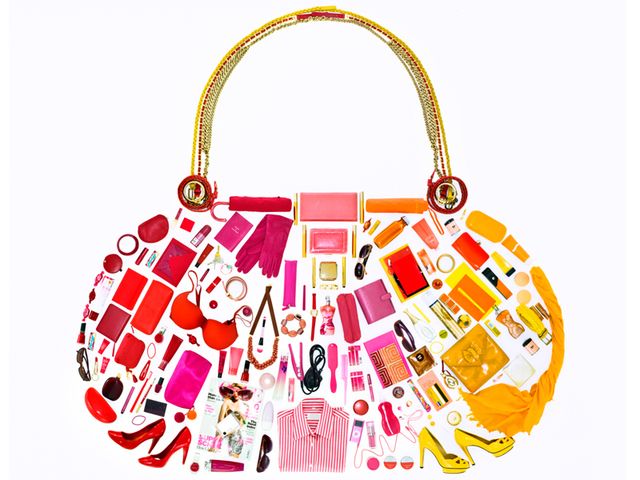 Bag, Pink, Fashion accessory, Orange, Luggage and bags, Magenta, Pattern, Shoulder bag, Circle, Coquelicot, 