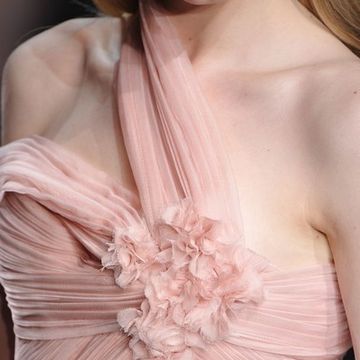 Shoulder, Joint, Pink, Peach, Style, Dress, Fashion, Neck, Embellishment, Day dress, 