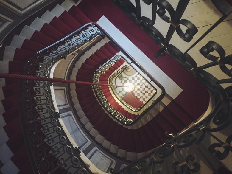 Architecture, Red, Maroon, Symmetry, Stairs, Molding, 