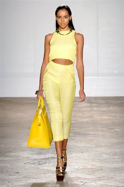 Clothing, Brown, Yellow, Human body, Shoulder, Joint, Waist, Style, Fashion show, Fashion model, 
