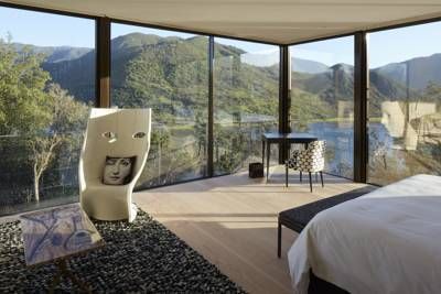 Nature, Product, Architecture, Property, Real estate, Mountain range, Interior design, Bed, Glass, Linens, 