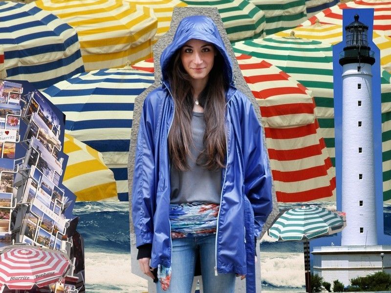 Textile, Denim, Jacket, Street fashion, Winter, Outdoor furniture, Sun hat, Natural material, Hood, Tower, 