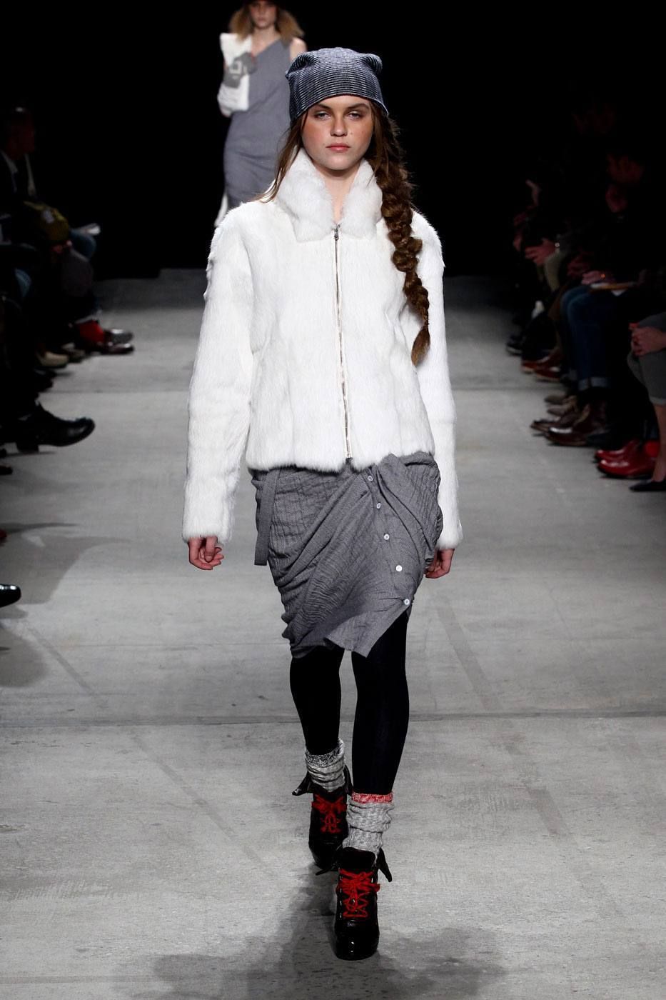 Clothing, Footwear, Winter, Textile, Outerwear, White, Red, Fashion show, Style, Street fashion, 