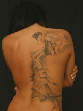 Tattoo, Skin, Shoulder, Joint, Back, Muscle, Amber, Organ, Neck, Abdomen, 