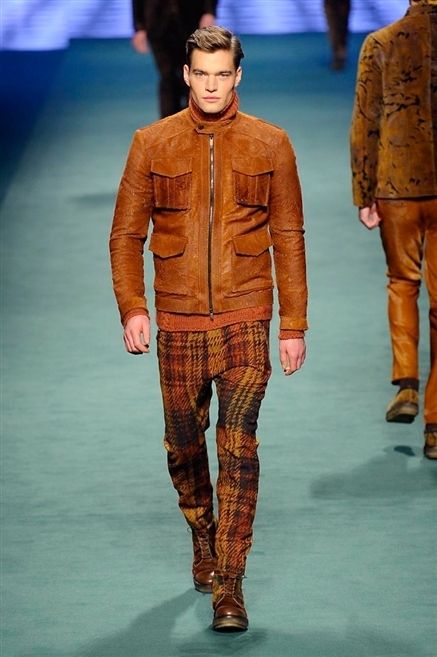 Brown, Trousers, Textile, Fashion show, Joint, Outerwear, Jacket, Style, Fashion model, Runway, 